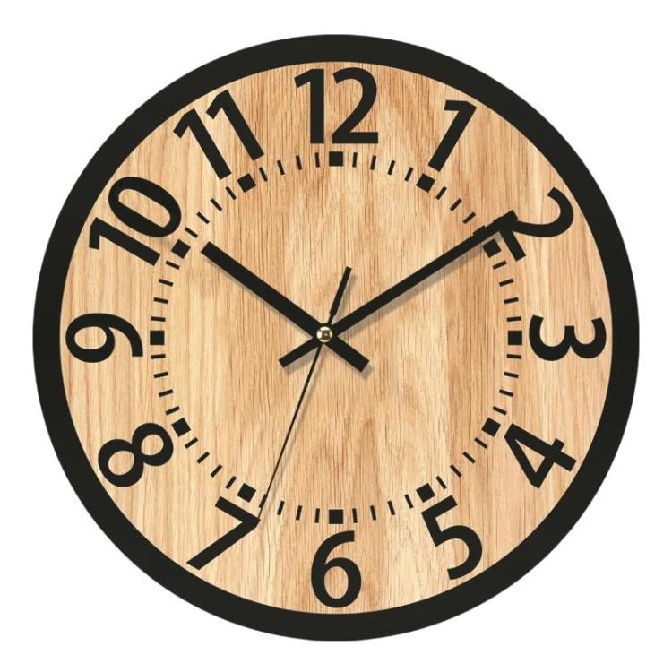 Wooden Round Analog-Digital Wall Clock 3D Decorative Home Wall Clock, 30cm, 34cm