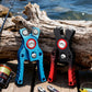 Fishing line cutters set: blue and black with red circular cutting blades