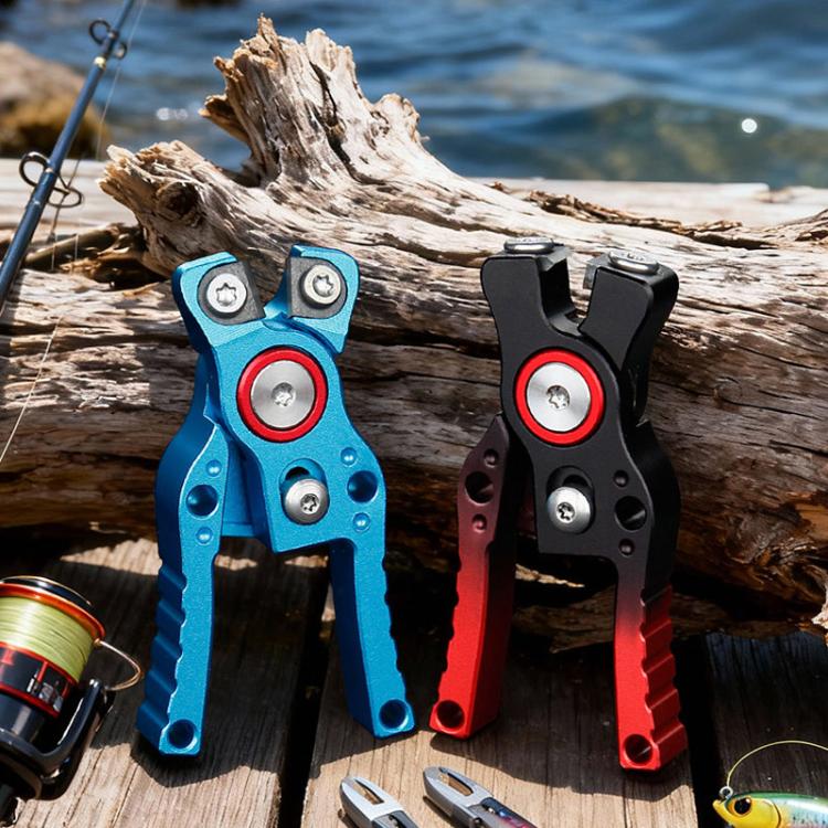 Fishing line cutters set: blue and black with red circular cutting blades