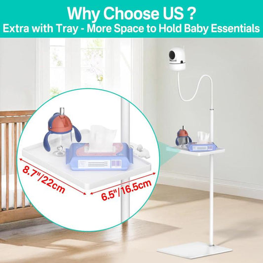 JJ-9376-W-0 For HelloBaby / VTech / Infant Optics Adjustable Baby Monitor Bracket With Storage Tray
