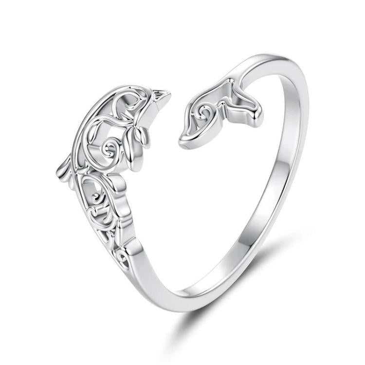 Copper Plated With White Gold Adjustable Ocean Life Opening Ring, YIR302-E, YIR303-E, YIR304-E