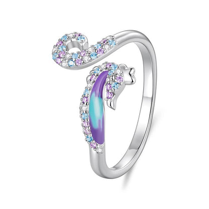 Adjustable Copper-Plated White Gold Dreamy Seahorse Opening Ring