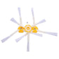 Robot vacuum side brush assembly with yellow hub and white plastic blades