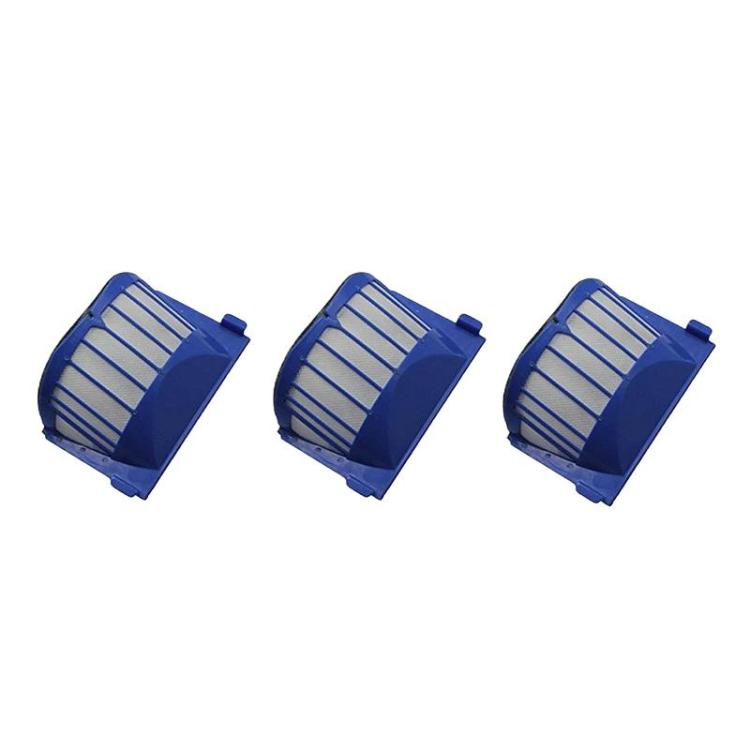 Blue vacuum filter covers, three-pack with grille-style slots
