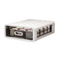 Drawer-style sock organizer with clear drawer fronts and folded sock compartments