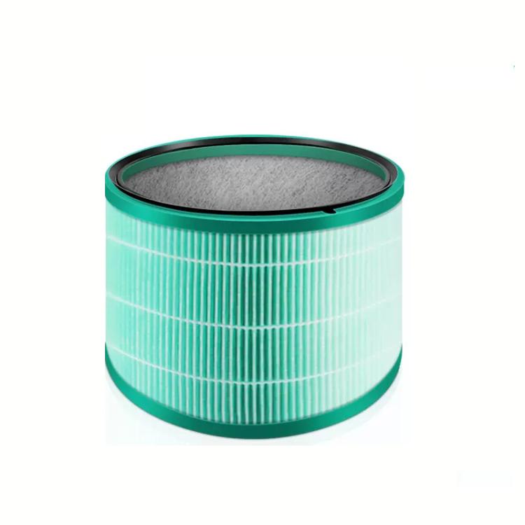 Turquoise HEPA filter cylinder with dark rim and gray filter core