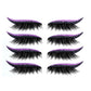 Purple glitter false eyelashes with black lash bands; four pairs with curved eyeliner strips