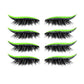 Neon green glitter false eyelashes with black lash bands; four pairs with curved eyeliner strips