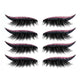 Pink glitter false eyelashes with black lash bands; four pairs with curved eyeliner strips