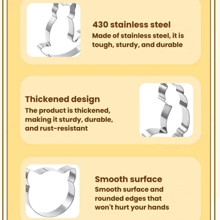 Stainless Steel Cat Shape Cookie Mold Cartoon Cookie Cutter, LsCook 9-Piece Set