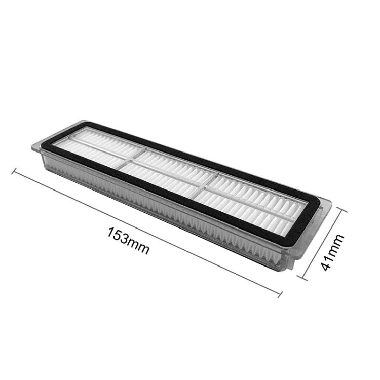 Rectangular HEPA filter cartridge, approx 153mm x 4mm, pleated white media