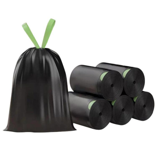 50pcs / roll  Household Thickened Portable Garbage Bags Kitchen Disposable Drawstring Trash Bags, Tulip, Lavender, Black, White, Green