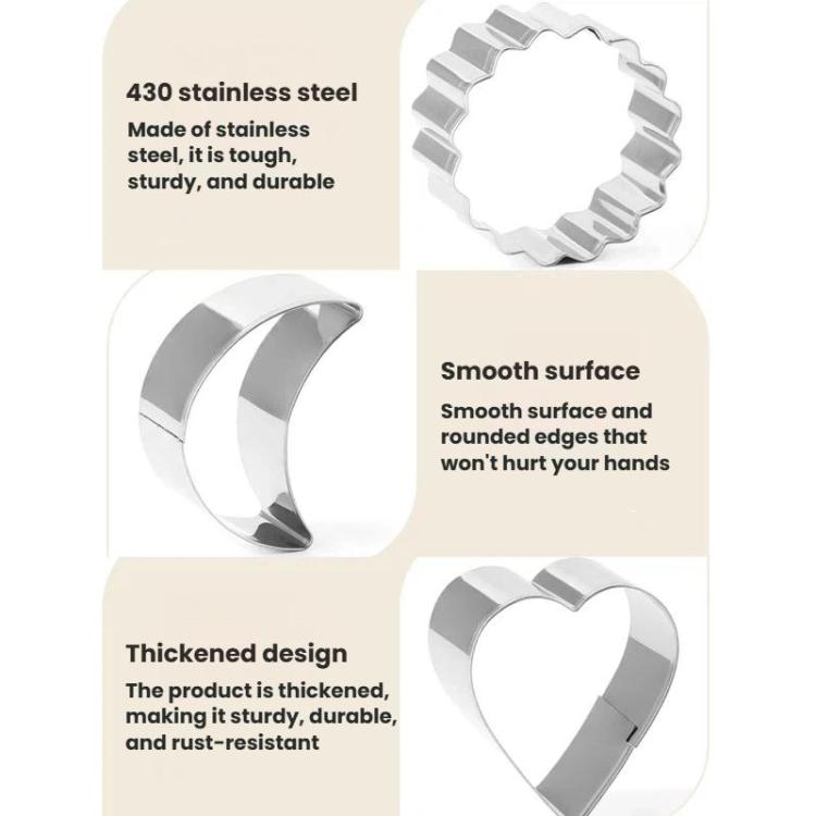 Stainless Steel Cookie Mold Star Moon-Shaped Cookie Cutters, LsCook 6-Piece Set
