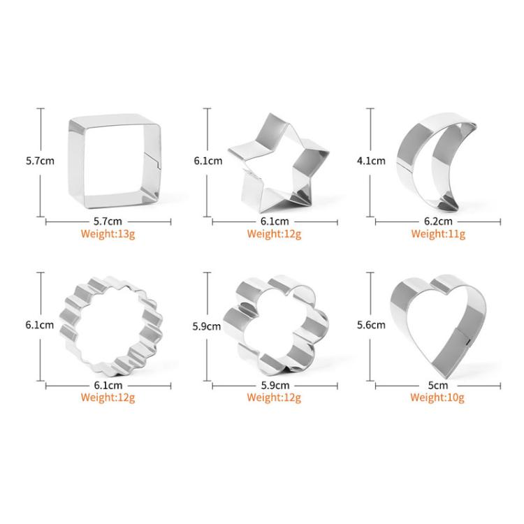 Stainless Steel Cookie Mold Star Moon-Shaped Cookie Cutters, LsCook 6-Piece Set
