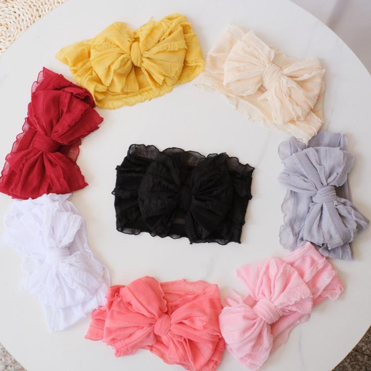 Children Wide Lace Bow Headband Soft Lace Baby Headpiece