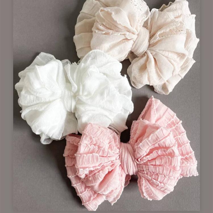 Children Wide Lace Bow Headband Soft Lace Baby Headpiece