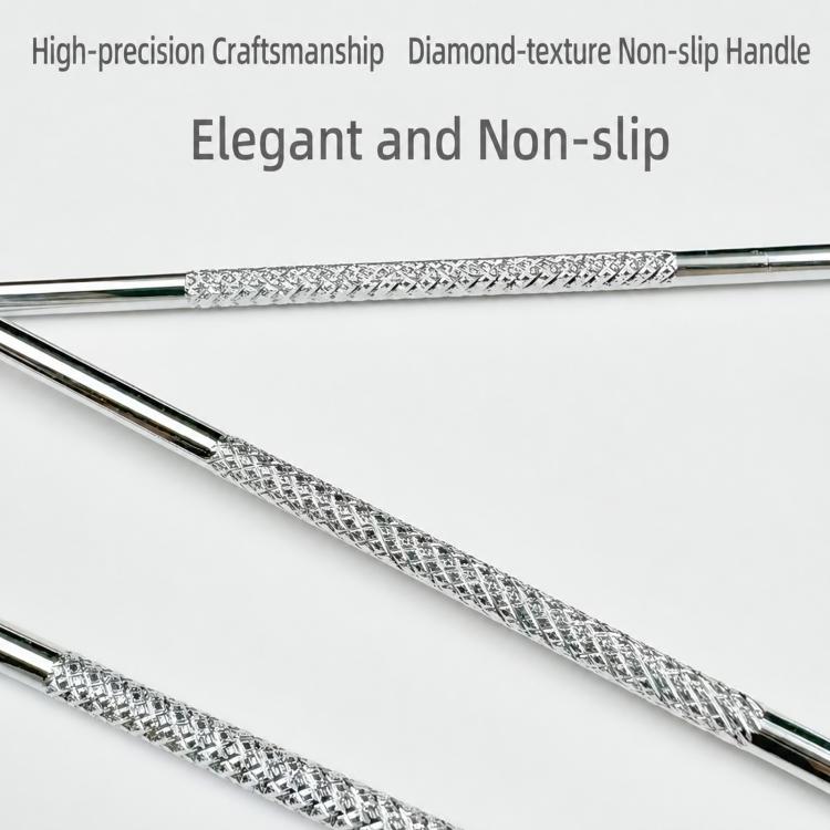Textured non-slip stainless steel handle for loop extractor and needle tools
