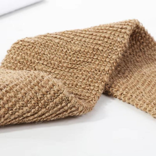 Heavy-Duty Bath Scrubber Double Sided Thickened Back Scrubber, Jute Brown Back Comb+Gloves, Jute Back Comb