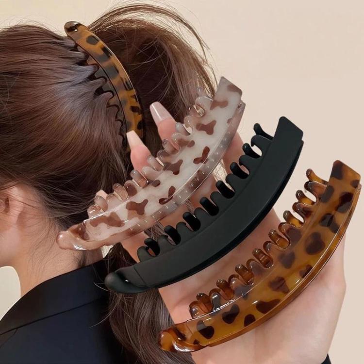 3-pack vintage banana hair clips in tortoise, clear, and black for thick ponytails