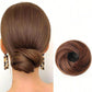 Messy bun hair claw clip extension, medium brown synthetic chignon bun with clip