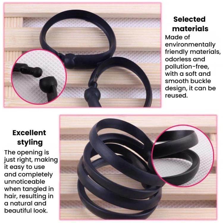Two-piece black hair bun maker set with molded hair loop design