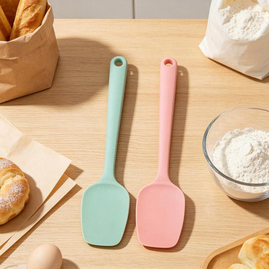 LsCook 2-Piece Set Food-Grade Silicone Spatula Dual-Purpose Butter Knife Cake Frosting Spatula, Large T-shaped Large Round Hole 38g