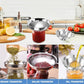 Stainless steel funnel set with strainers and handles for transferring ingredients from jars