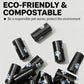 Black dog waste bag rolls with blue paw-print designs