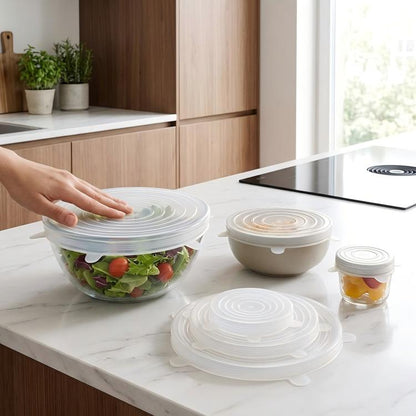 LsCook 6-Piece Set Round Silicone Food Storage Lid, 80g