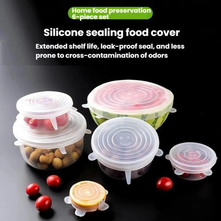 LsCook 6-Piece Set Round Silicone Food Storage Lid, 80g