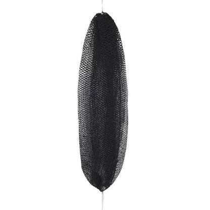 Long nylon drawstring bath towel, black exfoliating mesh