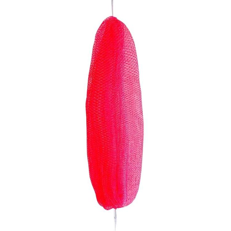 Long nylon drawstring bath towel, bright pink exfoliating mesh