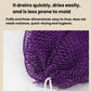 Purple long nylon bath towel with elastic exfoliating woven texture and stitched edge