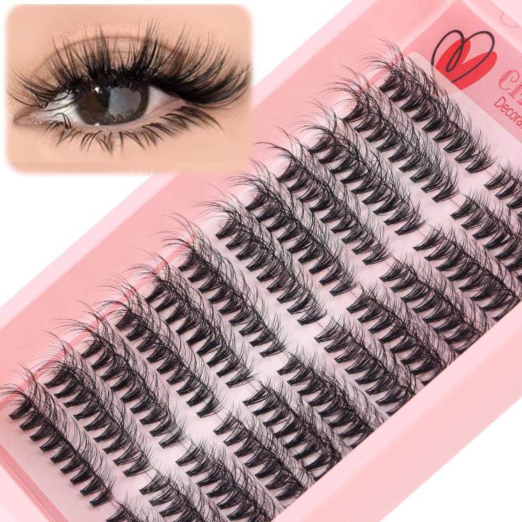 Black curled single-cluster DIY eyelash extensions, dense segmented lashes