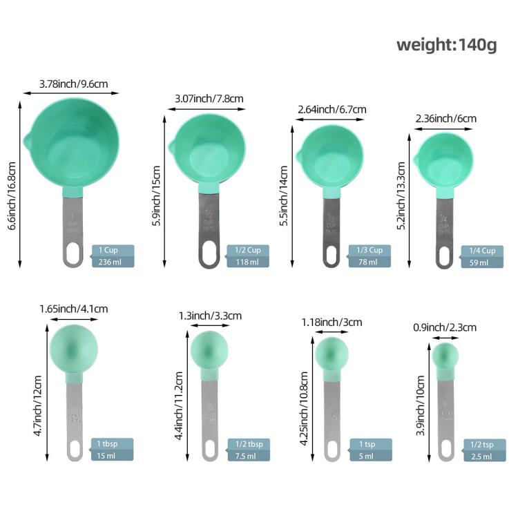 LsCook 8-Piece Set Stainless Steel Handle Measuring Spoon Graduated Baking Measuring Spoon