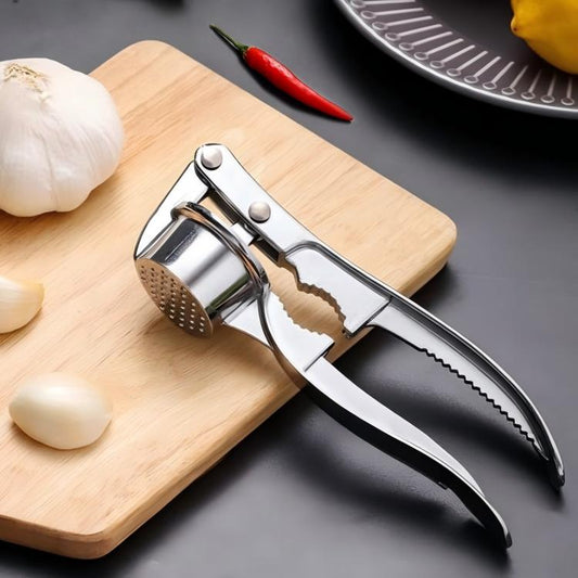Aluminum Alloy Garlic Press Manual Pull Style Garlic Press, LsCook Large 4 In 1