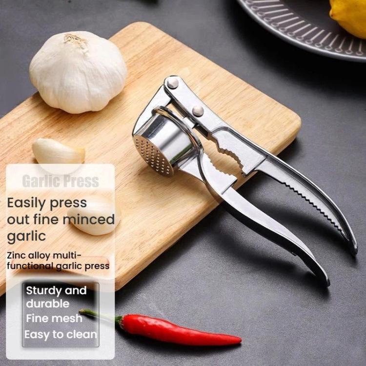 Aluminum Alloy Garlic Press Manual Pull Style Garlic Press, LsCook Large 4 In 1