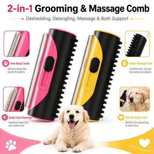 Dog Massage Comb Pet Shedding Cleaning Grooming Tool