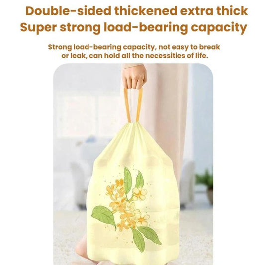 Thickened Enlarged Drawstring Garbage Bags With Pull Handles Tear-Free Design, 50pcs /Set