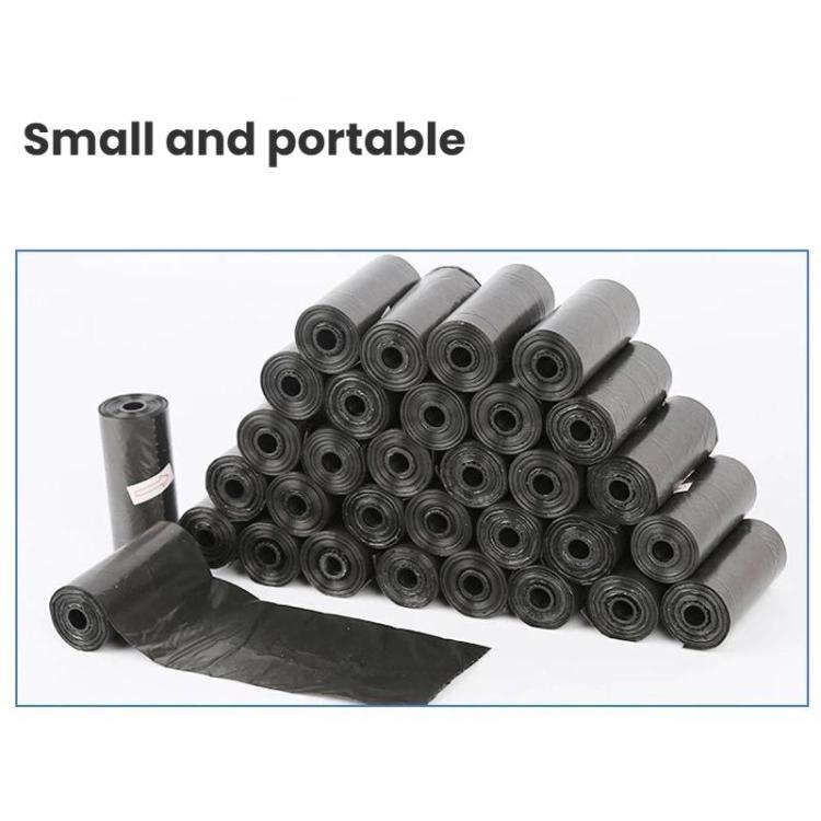 Portable outdoor pet trash bags: multiple dark gray roll bags in a pack