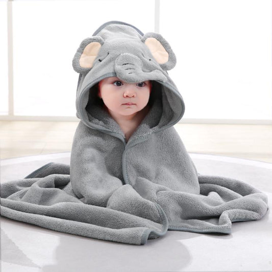 Coral Fleece Absorbent Baby Swaddle Blanket Towel With Cape, 80x80cm
