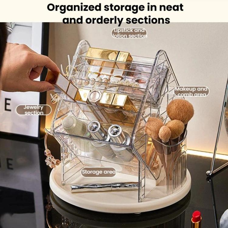 Rotating Large-Capacity Cosmetic Storage Box, Desktop Compartment Organizer For Stationery & Jewelry