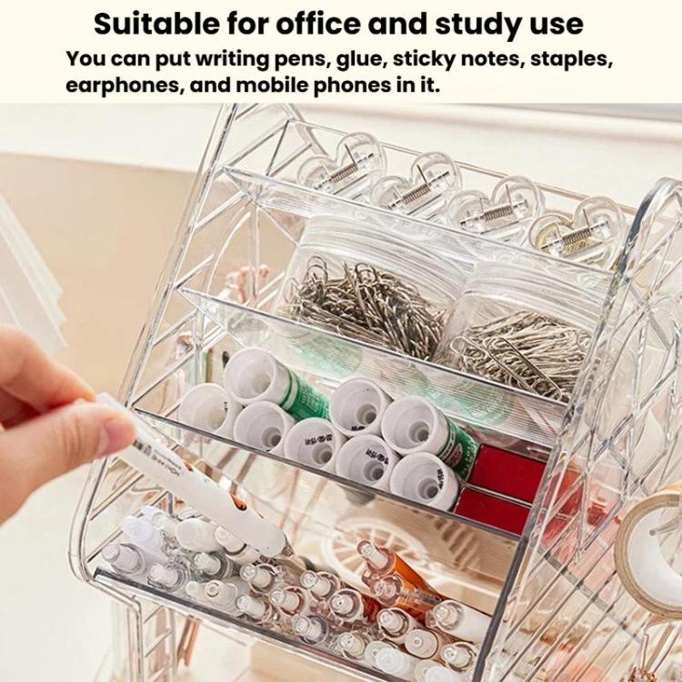 Rotating Large-Capacity Cosmetic Storage Box, Desktop Compartment Organizer For Stationery & Jewelry