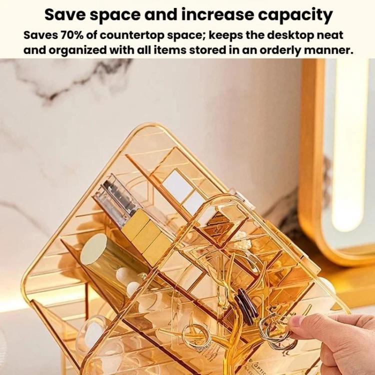 Rotating Large-Capacity Cosmetic Storage Box, Desktop Compartment Organizer For Stationery & Jewelry
