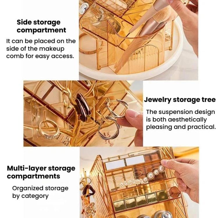 Rotating Large-Capacity Cosmetic Storage Box, Desktop Compartment Organizer For Stationery & Jewelry