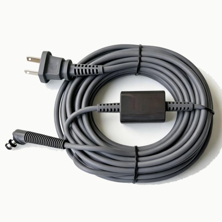 Replacement gray power cord coil with plug and inline control module