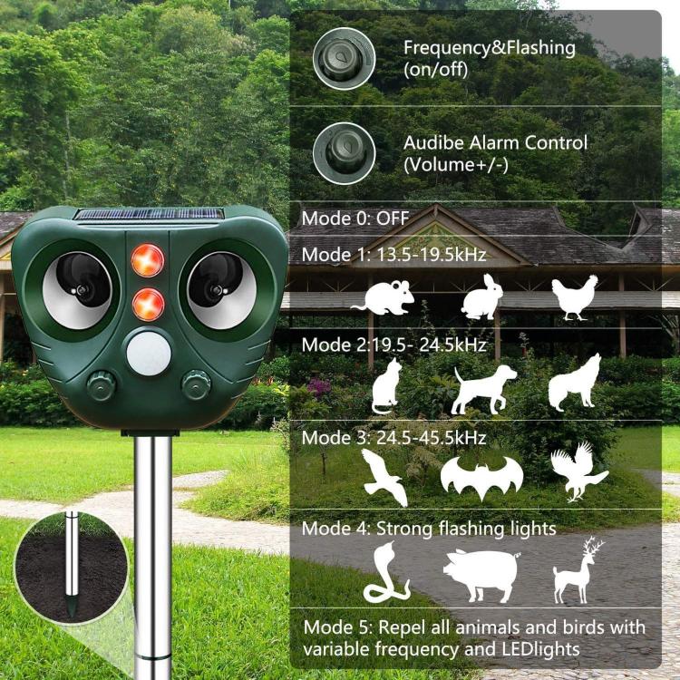 Five-speed Frequency-modulated Ultrasonic Outdoor Waterproof Solar-powered Animal Repellent, 703