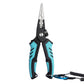 Blue and black fishing line cutting shears with loop opener and hook remover tool.