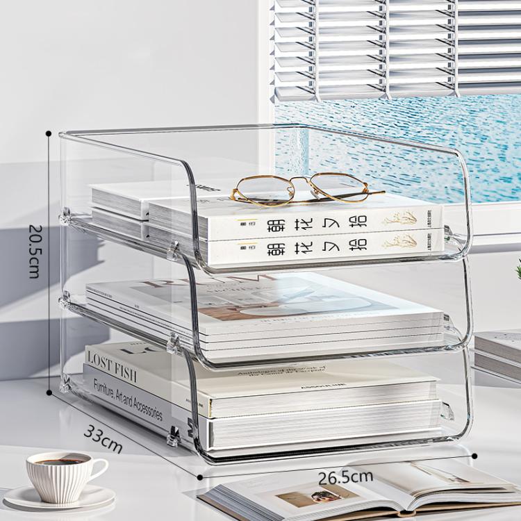Desktop Stackable Acrylic File Storage Rack, Large-Capacity Book Shelf For Bedroom & Living Room, Widened 1 Layer, Widened 2 Layer, Widened 3 Layer, Widened 4 Layer, Widened 5 Layer, Extended 1 Layer, Extended 2 Layer, Extended 3 Layer, Extended 4 Laye...