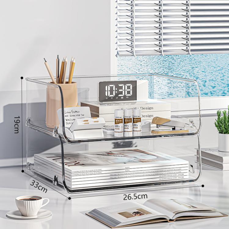 Desktop Stackable Acrylic File Storage Rack, Large-Capacity Book Shelf For Bedroom & Living Room, Widened 1 Layer, Widened 2 Layer, Widened 3 Layer, Widened 4 Layer, Widened 5 Layer, Extended 1 Layer, Extended 2 Layer, Extended 3 Layer, Extended 4 Laye...